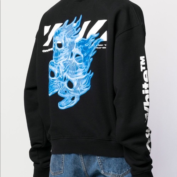 Offwhite Blue Skull Crew Neck One Size 